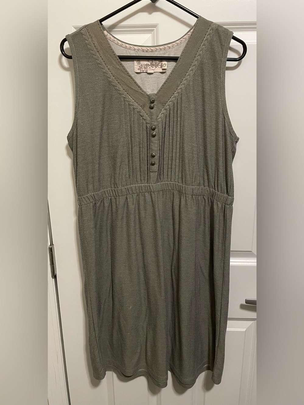 Aventura Eco Olive Green Pintuck Sleeveless Midi Dress Size XL FLAWED